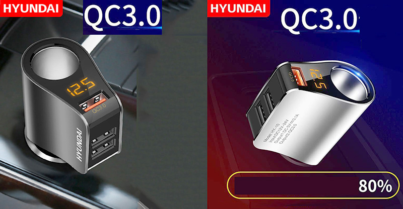Tẩu Sạc  ra  1 cổng tẩu và 3 cổng usb có cổng sạc nhanh QC 3.0 ( Mẫu 3)