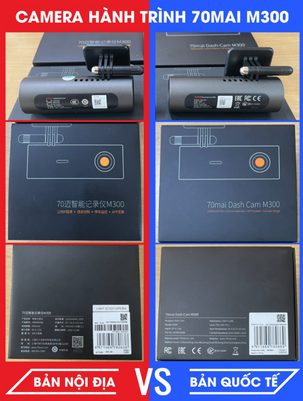 Phân biệt 2 phiên bản camera hành trình M300 quốc tế và nội địa