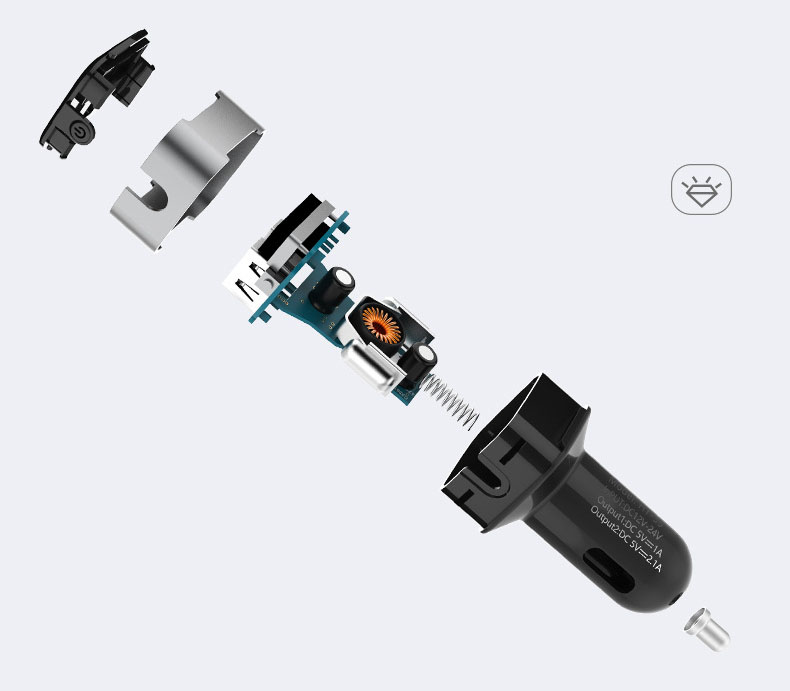 Tẩu sạc nhanh chia điện ra  2 cổng usb chính hãng Hyundai