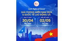 THÔNG BÁO NGHỈ LỄ 30/4